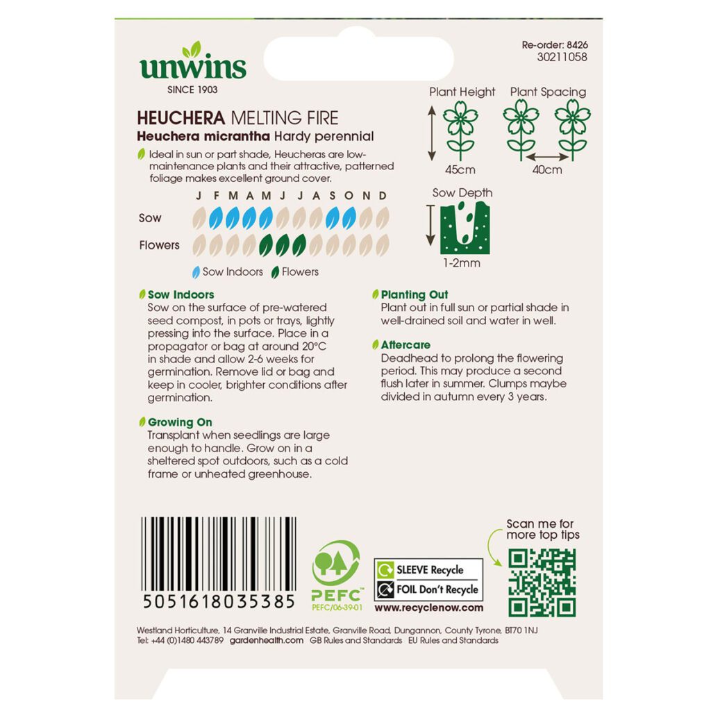 Unwins Heuchera Melting Fire Seeds 5051618035385 2